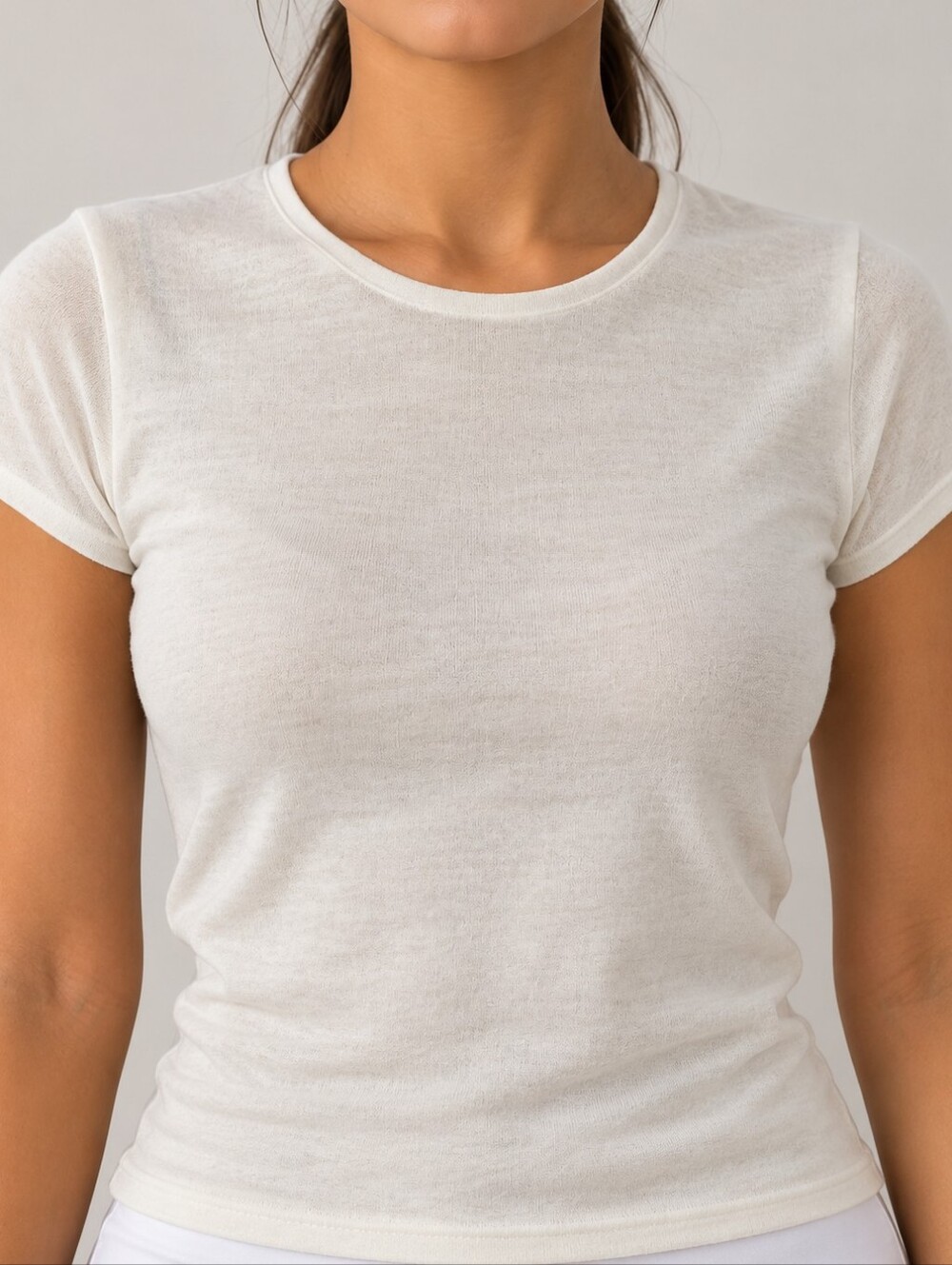 SKIMS FEATHERWEIGHT CASHMERE TSHIRT XSmall Egret Ivory NWT
